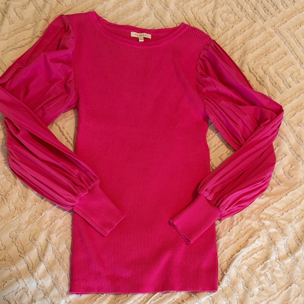 Skies Are Blue Fuchsia Ribbed Knit Top